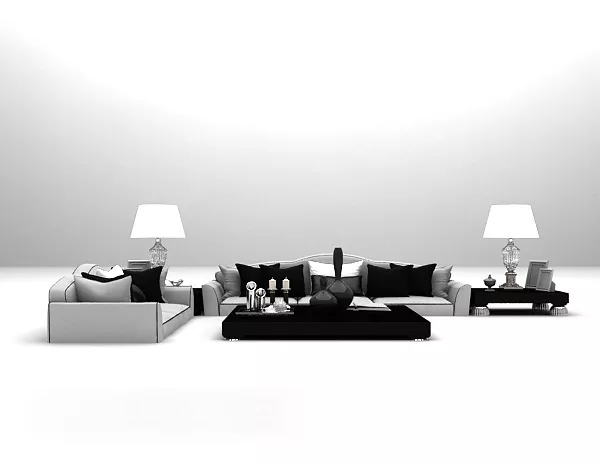 Grey Tie Sofa Table Furniture 3d model Grey Tie Sofa Table Furniture 3d model