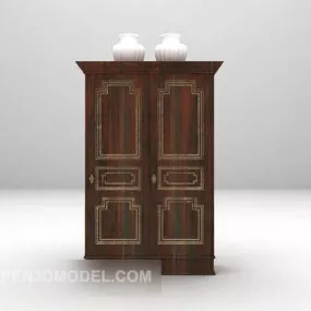 Classic Wooden Wardrobe 3d model
