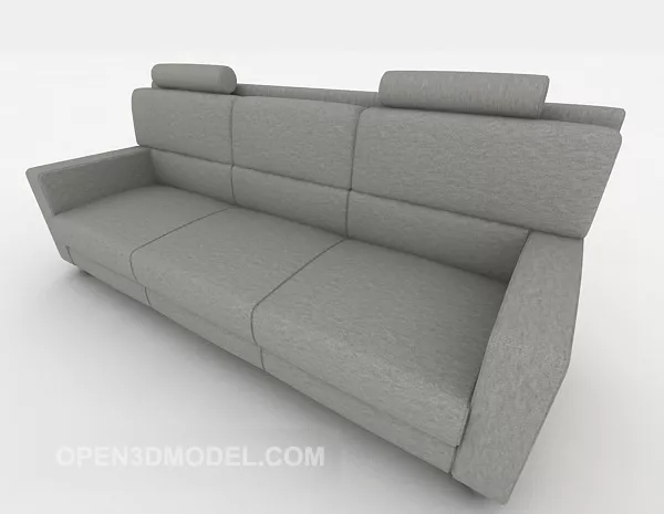 Grey Fabric Sofa 3 Seaters 3d model Grey Fabric Sofa 3 Seaters 3d model