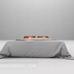 Grey Blanket Bed Furniture 3d model