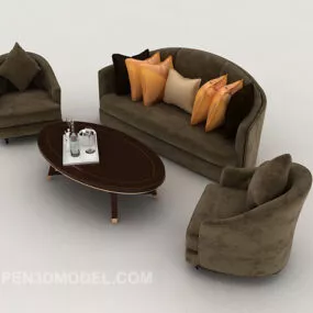 Grey Combination Sofa 3d model