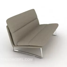 Grey Leather Double Sofa 3d model