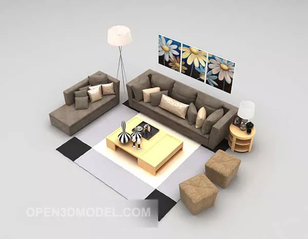 Grey Fabric Sofa Combination 3d model Grey Fabric Sofa Combination 3d model