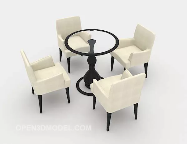 Round Coffee Table And Chairs Set 3d model Round Coffee Table And Chairs Set 3d model