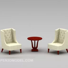 Grey Fabric Table And Chair 3d model