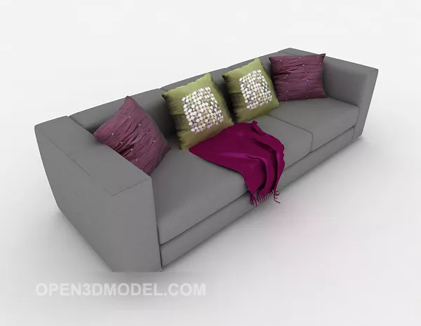 Grey Family-style Three-person Sofa 3d model Grey Family-style Three-person Sofa 3d model