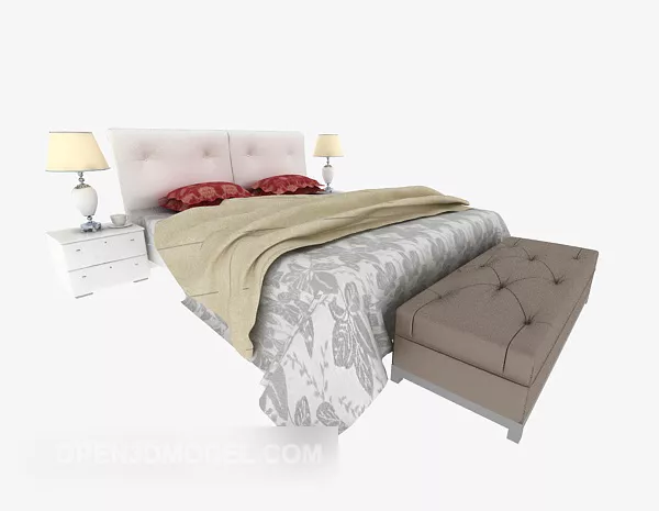 Grey Home Double Bed 3d model Grey Home Double Bed 3d model