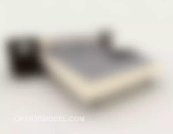 Grey Minimalist Double Bed 3d model Grey Minimalist Double Bed 3d model