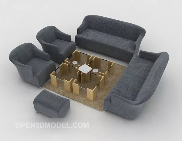 Grey Minimalist Sofa Set 3d model Grey Minimalist Sofa Set 3d model