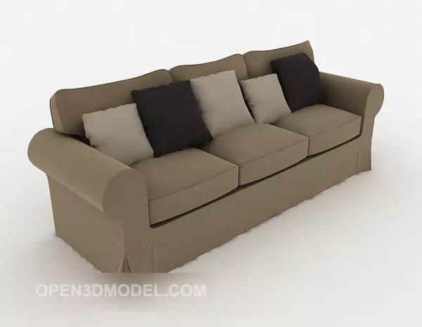 Grey Modern Three-person Sofa 3d model Grey Modern Three-person Sofa 3d model