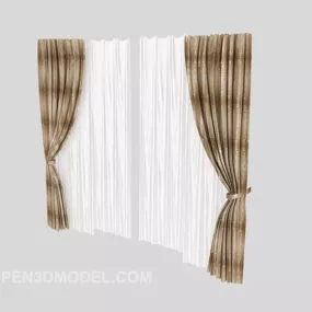 Grey Patterned Curtain 3d model