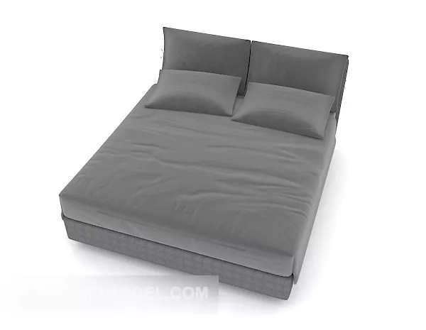 Grey Simple Bed 3d model Grey Simple Bed 3d model