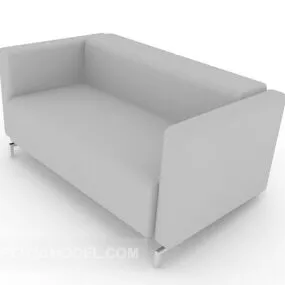 Grey Simple Casual Double Sofa 3d model