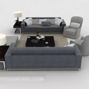 Grey Simple Home Combination Sofa 3d model