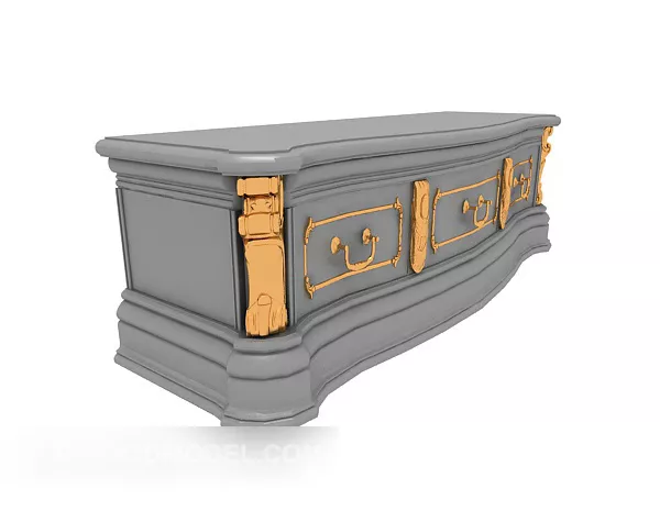 Grey Simple Side Cabinet Antique 3d model Grey Simple Side Cabinet Antique 3d model