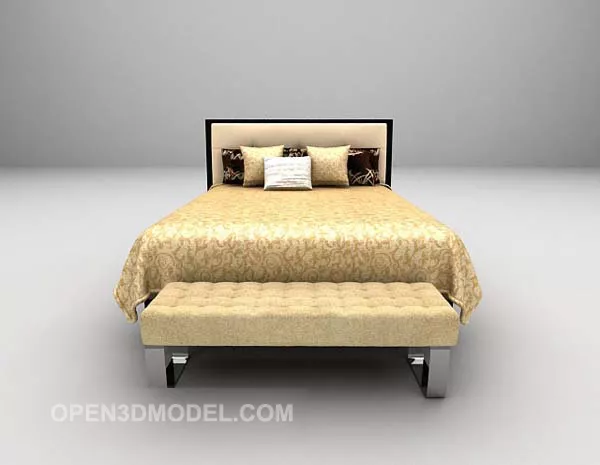 Grey Soft Bed With Daybed 3d model Grey Soft Bed With Daybed 3d model