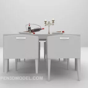 Grey Tea Table And Chair 3d model