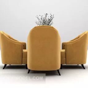 Yellow Table And Chair Combination Set 3d model