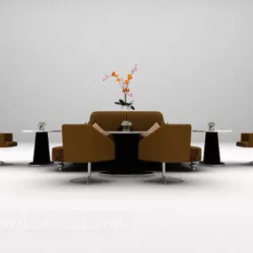Grey Table And Chairs Set 3d model