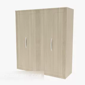 Grey Three-door Wardrobe 3d model