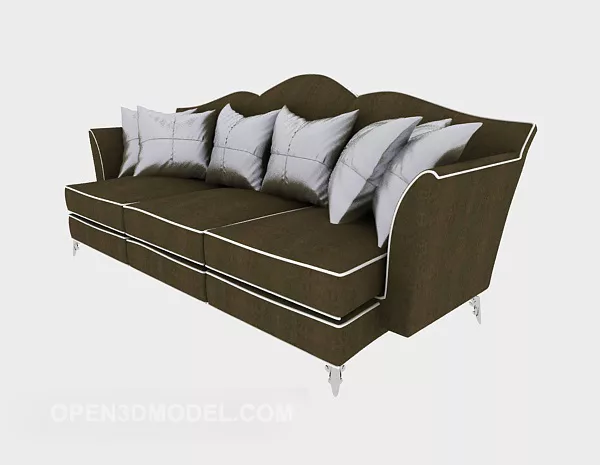 Grey Three-person Sofa 3d model Grey Three-person Sofa 3d model