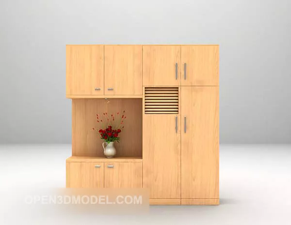 Bedroom Mdf Wardrobe With Mirror 3d model