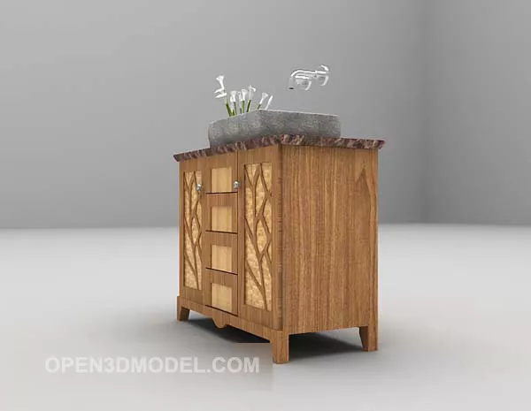 Hotel Washbasin On Oval Table 3d model