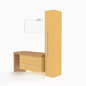 Grey Wooden Home Bath Cabinet 3d model