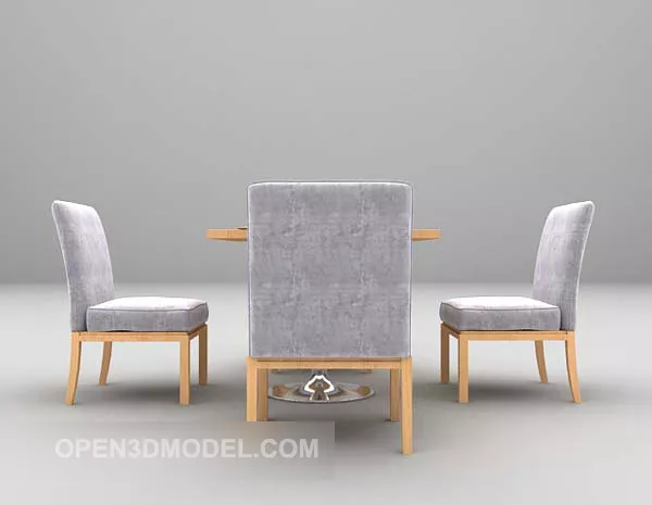 Grey Fabric Wooden Table And Chair 3d model Grey Fabric Wooden Table And Chair 3d model