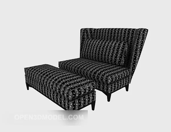 Wing Back Sofa With Ottoman 3d model Wing Back Sofa With Ottoman 3d model