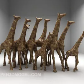 Group Giraffe Sculpture 3d model
