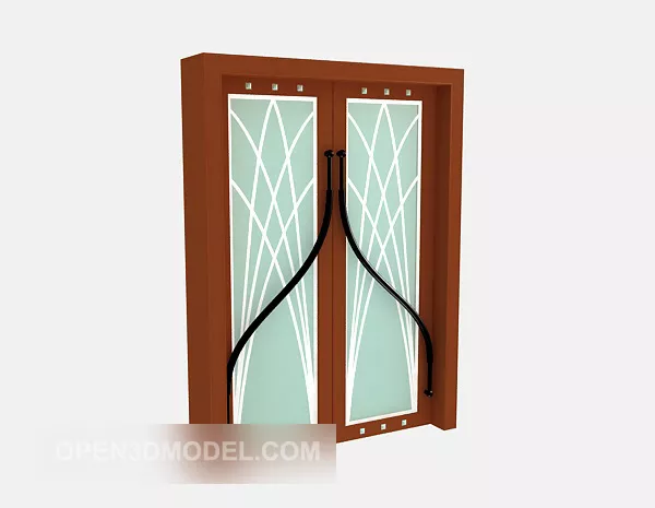 Door With Inside Window 3d model