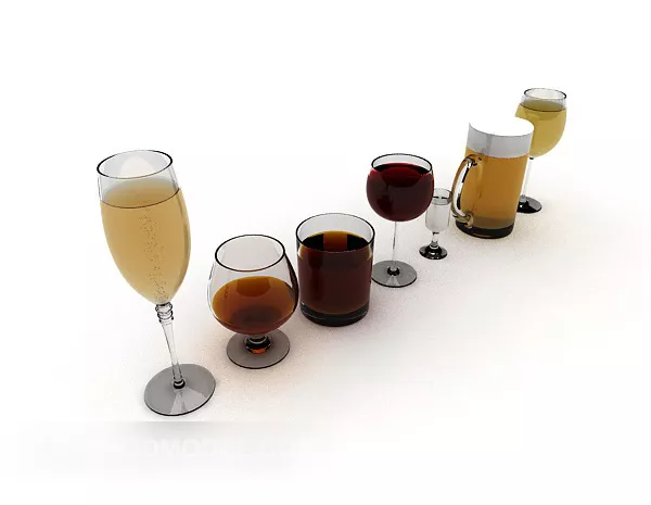 Red Wine With Holder 3d model