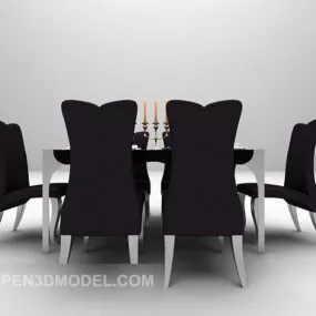 High Back Wooden Chair Table 3d model