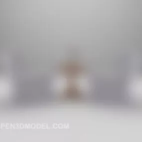 High Back Single Sofa With Vintage Table 3d model