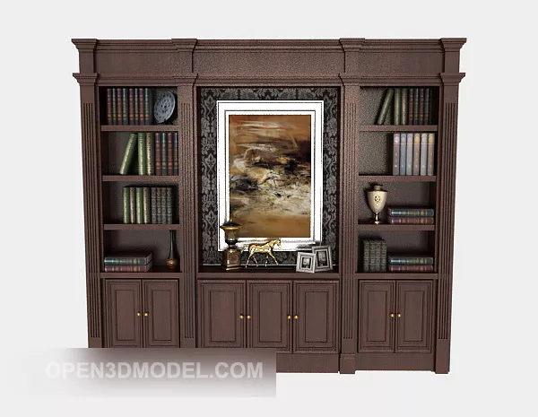 High-end European Bookshelf 3d model High-end European Bookshelf 3d model