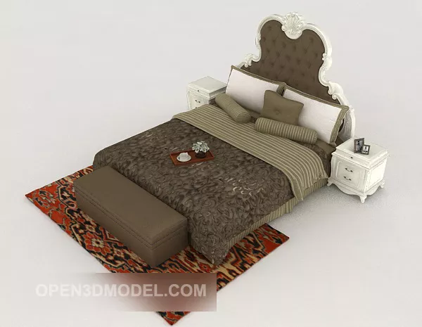 High-end European Double Bed 3d model High-end European Double Bed 3d model
