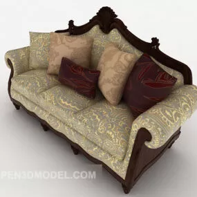 High-end European Three-person Sofa 3d model