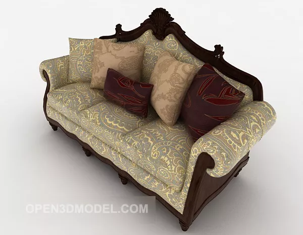 High-end European Three-person Sofa 3d model High-end European Three-person Sofa 3d model