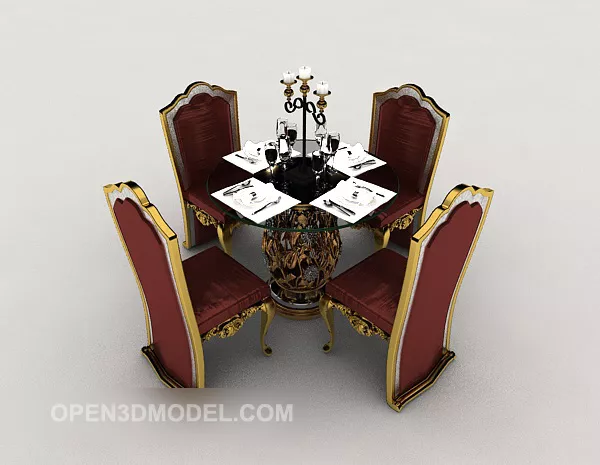 Luxury European Table And Chair Set 3d model Luxury European Table And Chair Set 3d model