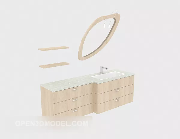 Home Bath Cabinet Yellow Wooden 3d model Home Bath Cabinet Yellow Wooden 3d model