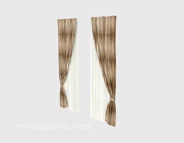 Red Grey Curtain Fabric Textile 3d model
