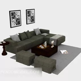 Home Furniture Grey Sofa Set 3d model