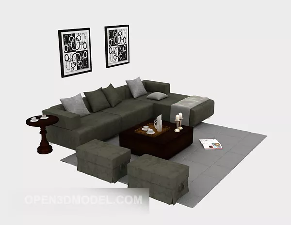Home Furniture Grey Sofa Set 3d model Home Furniture Grey Sofa Set 3d model