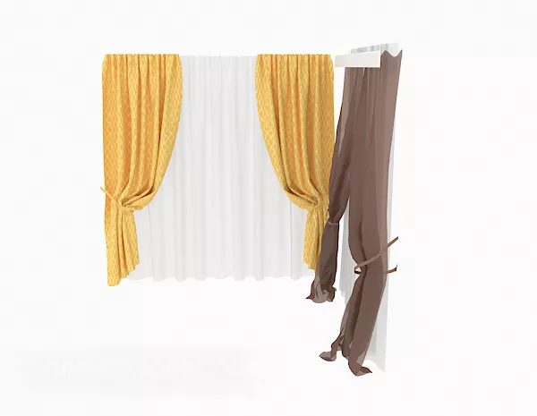 Home Curtain Yellow Brown Color 3d model Home Curtain Yellow Brown Color 3d model