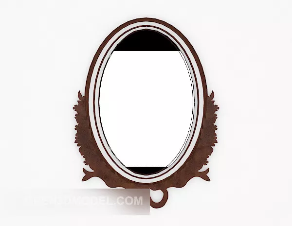 Round Mirror With Carved Frame 3d model
