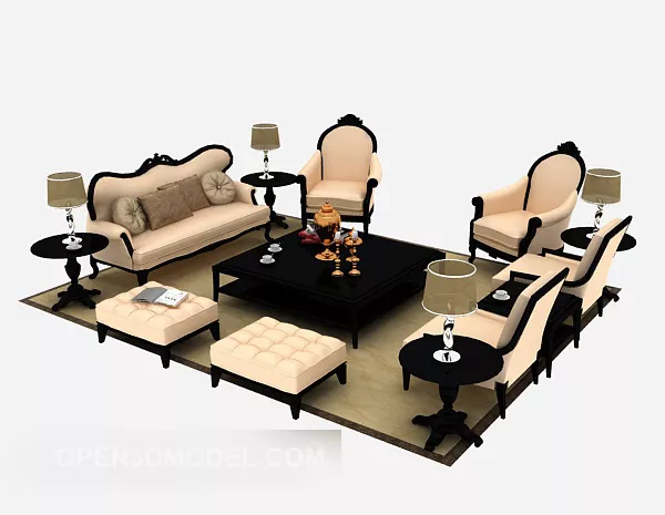 Home European Sofa 3d model Home European Sofa 3d model