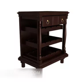 Home European Solid Wood Side Table 3d model