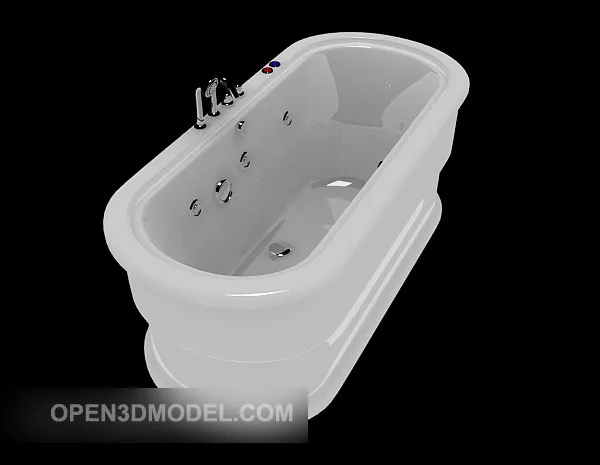 White Plastic Bathtub Rectangular Shape 3d model