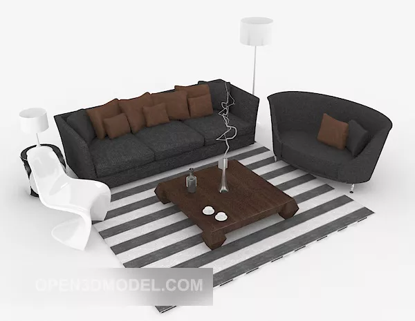 Home Dark Grey Combination Sofa 3d model Home Dark Grey Combination Sofa 3d model